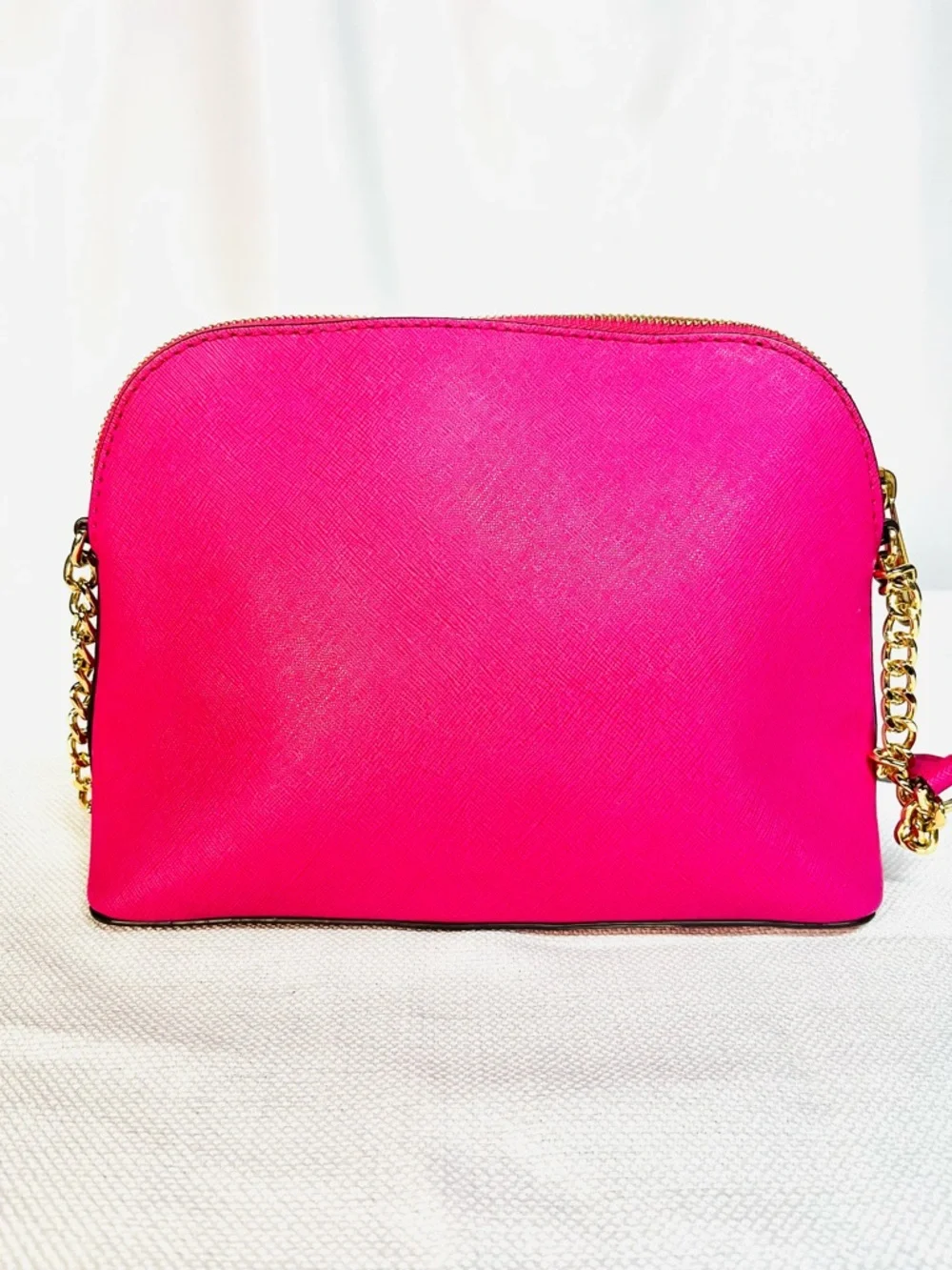 Michael Kors Fuchsia Pink Saffiano Leather Crossbody with Chain & Leather Strap - Picture 4 of 11